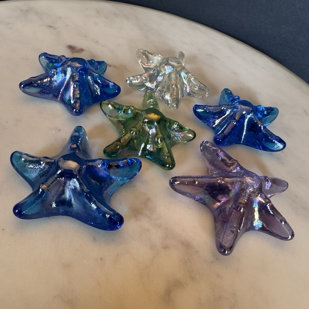 Chesapeake Bay 6 Glass Starfish Paperweights with Iridescent Finish